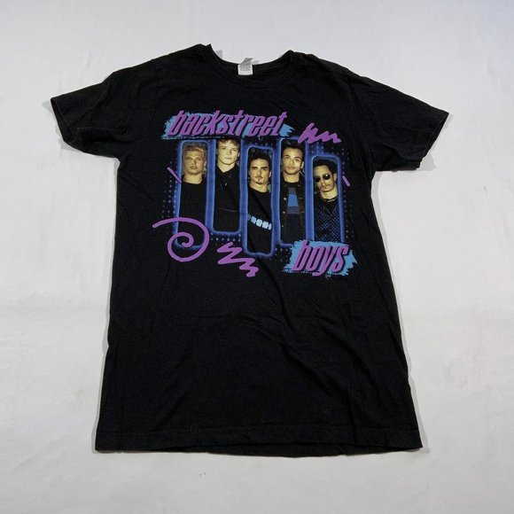 Pacific Tops - VTG Backstreet Boys Nick Carter Black Women’s Print 90s Boy Bands Tee T-shirt S